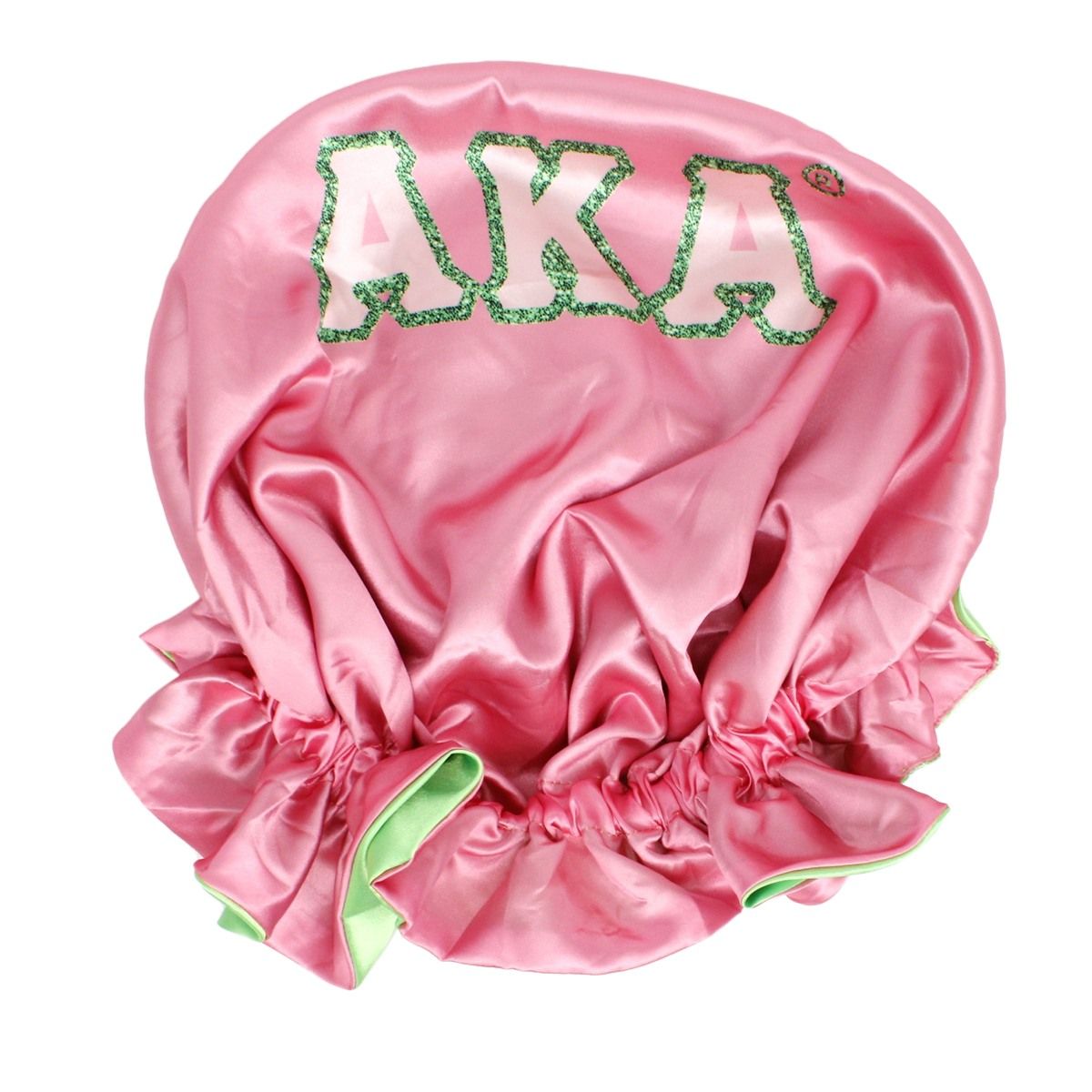 AKA Sorority Pink Green Satin Sleep Bonnet Cap