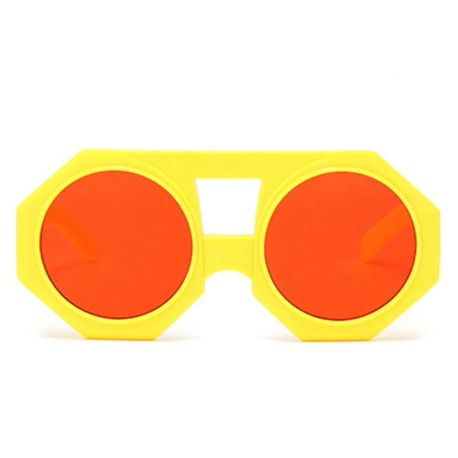 Sunglasses Yellow Geometric Chunky Round for Women