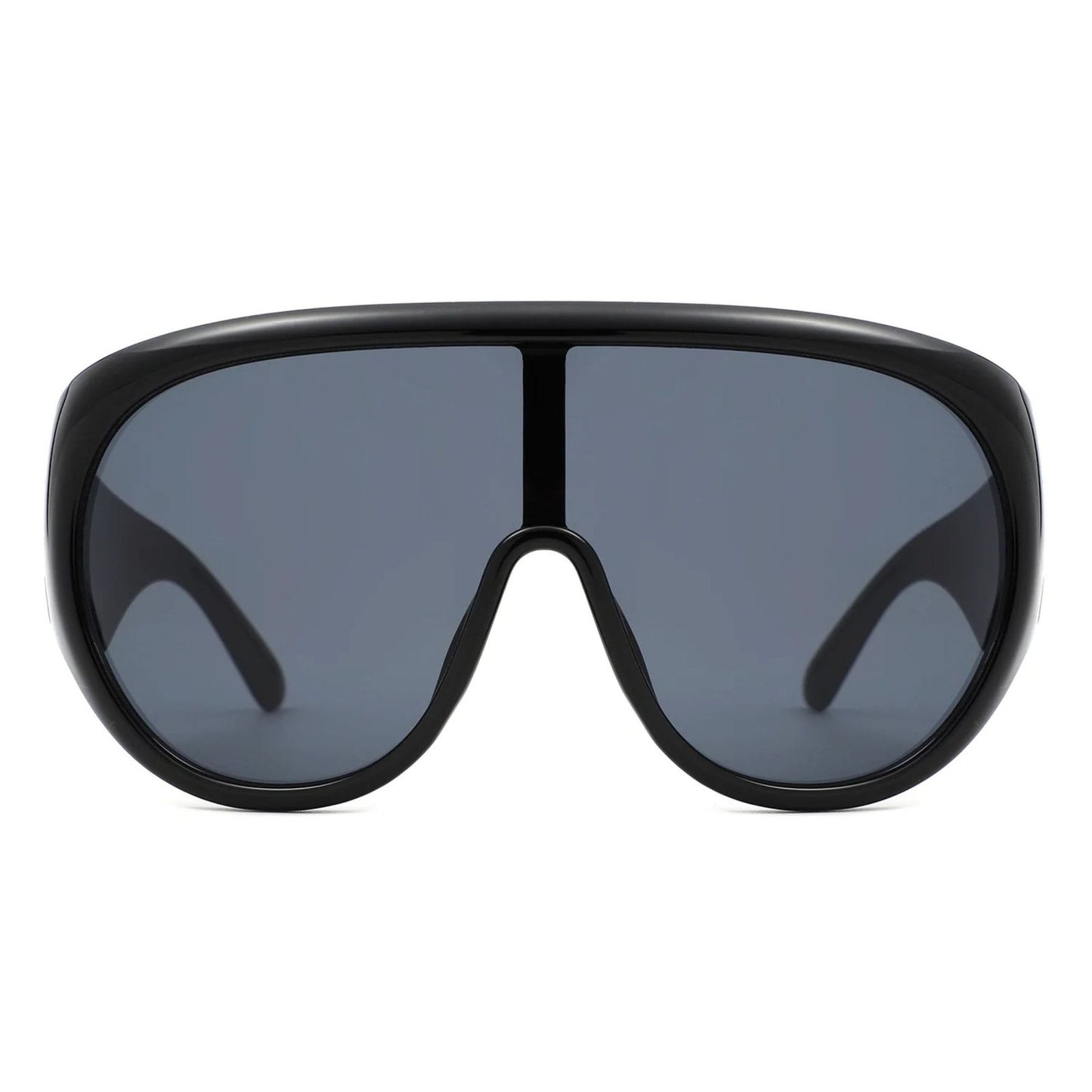 Sunglasses Black Retro Rounded Visor for Women