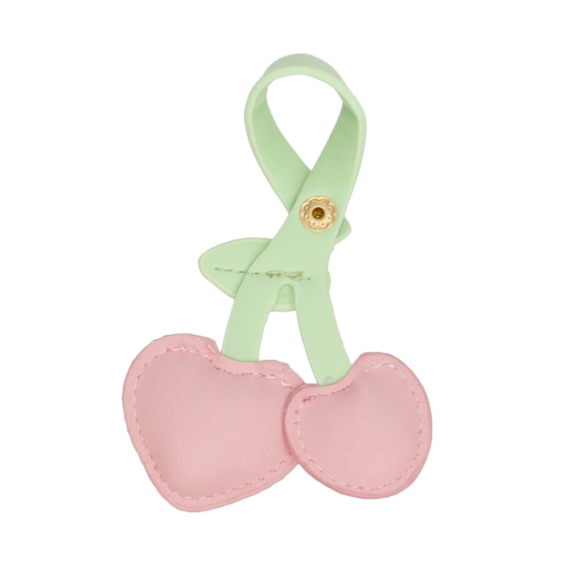 Snap Bag Charm Pink Faux Leather Cherry Heart