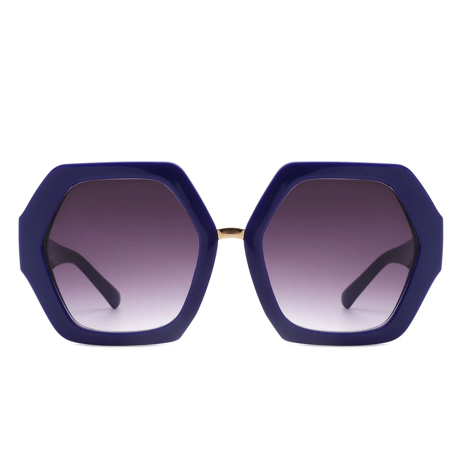 Sunglasses Royal Blue Geometric Hexagon Oversized