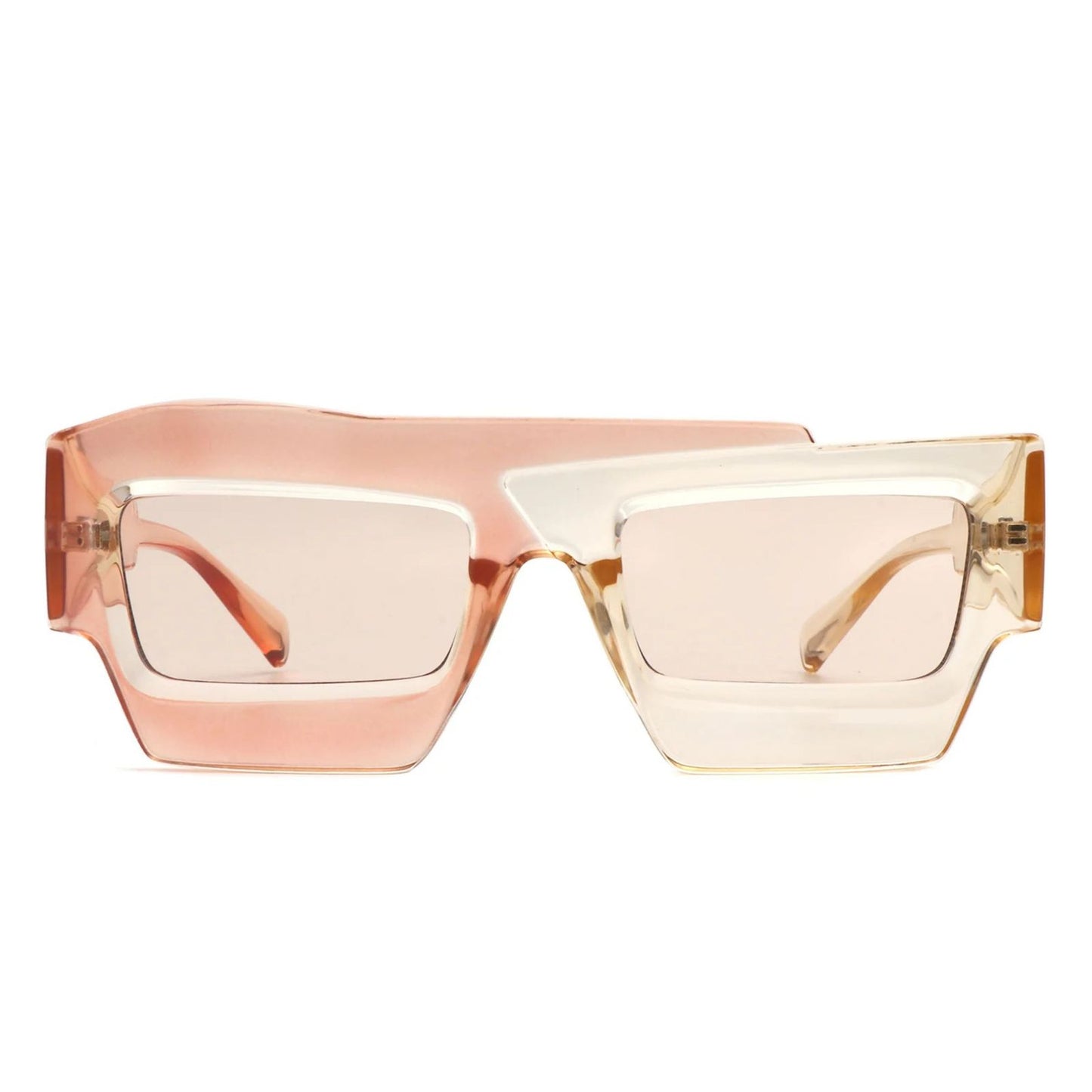 Sunglasses Light Brown Flat Top Irregular Square