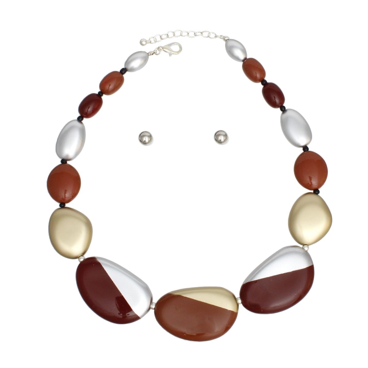 Beaded Burgundy Matte Painted Graduated Necklace