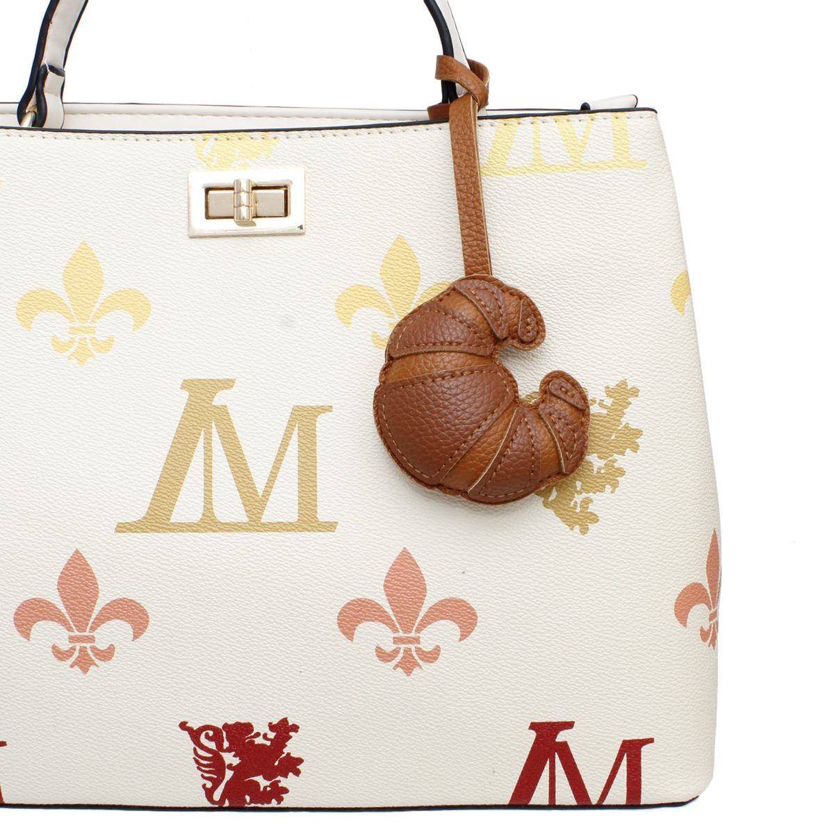 Bag Charm Brown Leather Croissant Bag Accessory