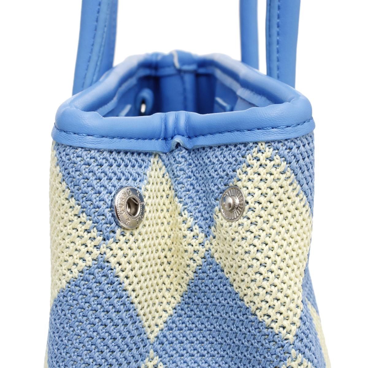 Top Handle Blue Harlequin Detail Square Handbag