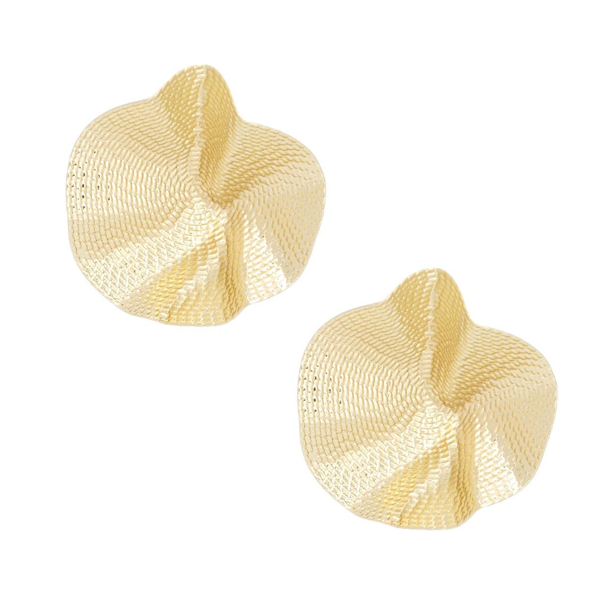 Studs Gold Dimensional Bent Metal Earrings