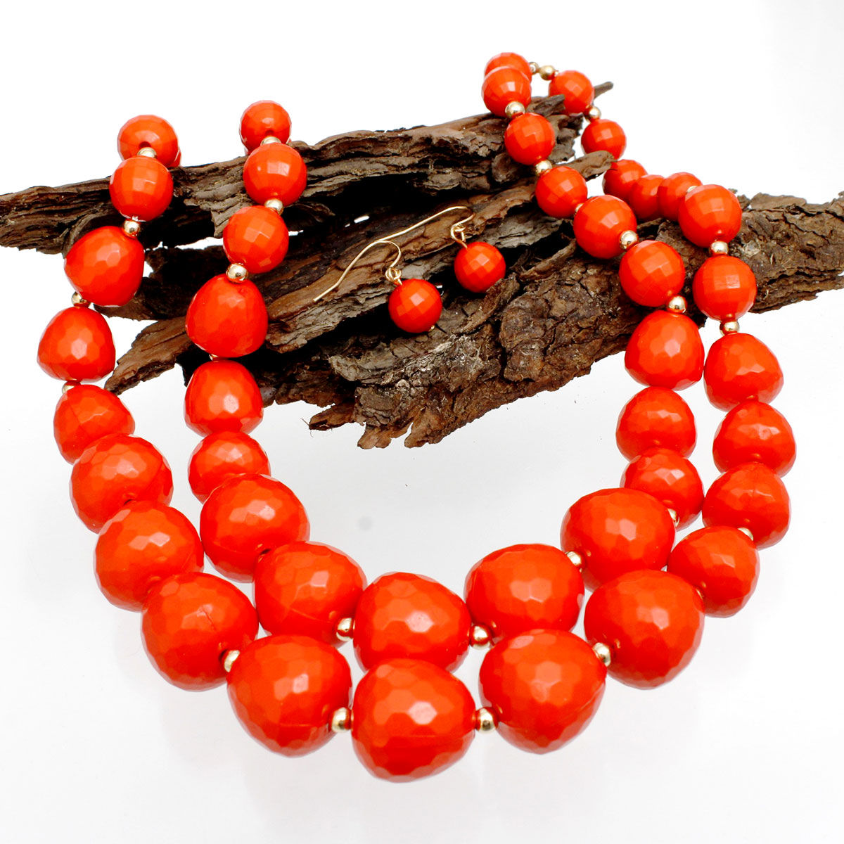 Beaded Coral Faceted Global Inspo Necklace Women