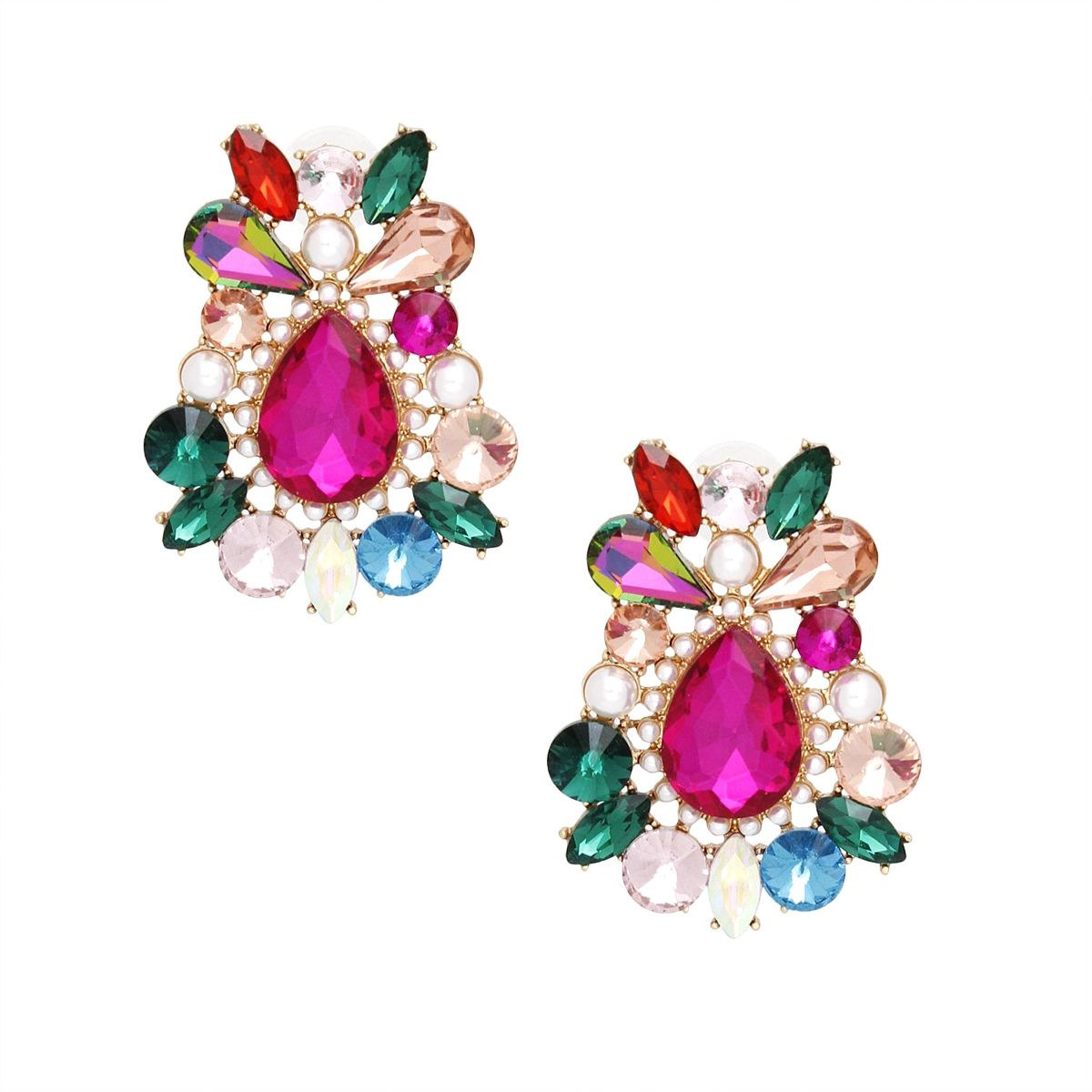 Studs Exquisite Multicolor Crystal Pearl Earrings